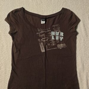Vintage Hurley Brown Graphic Women's Top